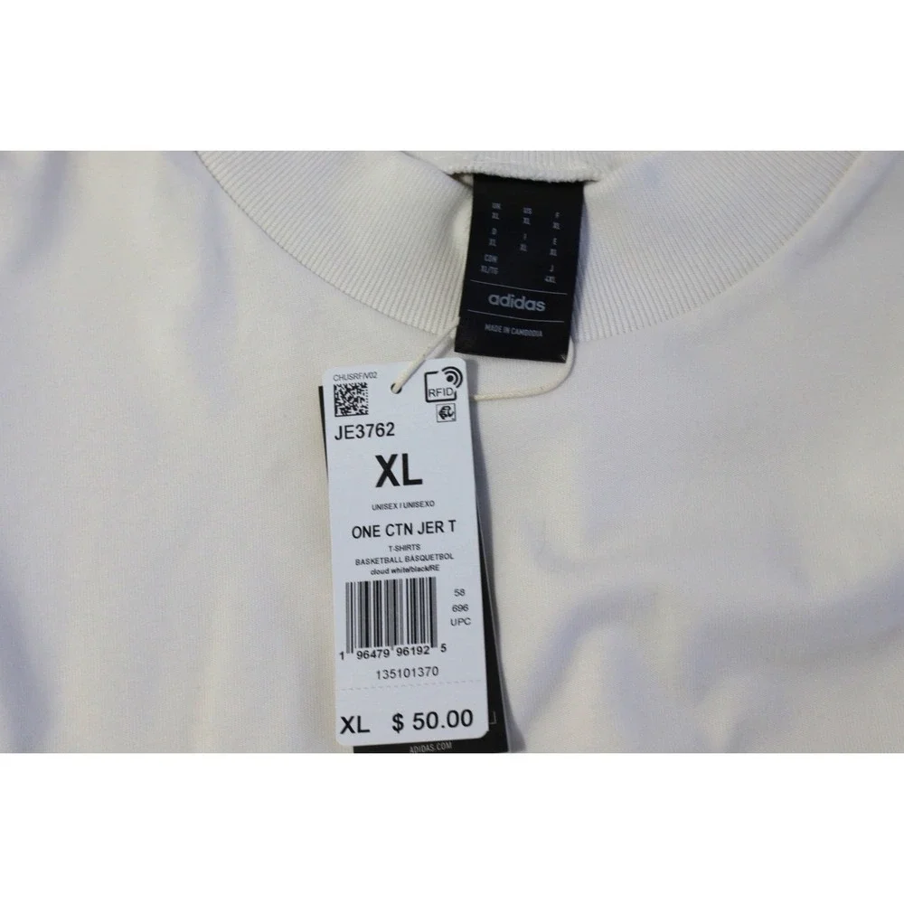 Adidas Basketball One Cotton Jersey‎ T-Shirt Cloud White XL Oversized Tee